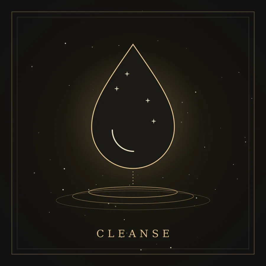 Cleanse: a drop of light above still water