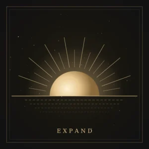 Expand: the sun rising over a calm horizon