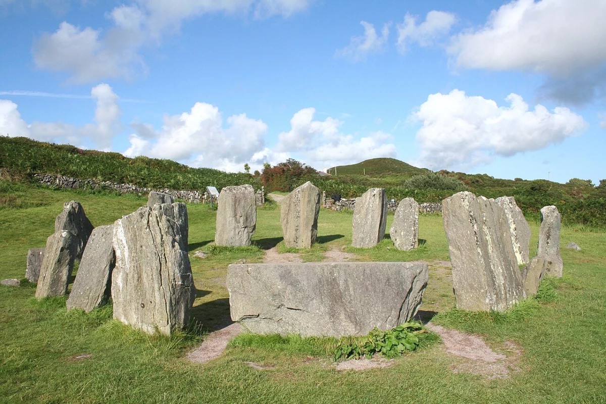 Drombeg stone circle under a bright sky in West Cork